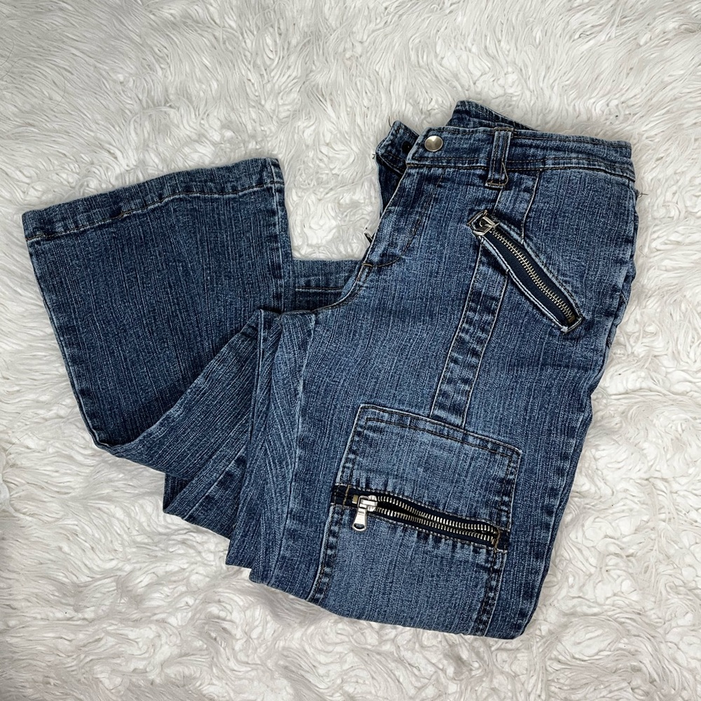 Y2K Low Rise Cargo Flare Jeans